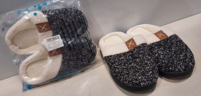 40 X BRAND NEW AGAINCARE BLACK & WHITE SLIPPERS (IN SIZES 42 / 43 /44 /45) **IN 2 BOXES**