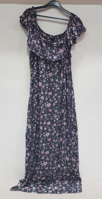 17 X BRAND NEW EVANS GREY / PINK FLORAL MAXI DRESS - IN VARIOUS SIZES ( UK 18 / 20 / 22 / 24 ) - RRP £35.00pp