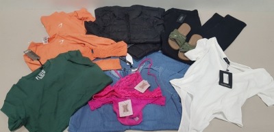 25 X BRAND NEW MIXED CLOTHING LOT TO INCLUDE PLT BODYSUITS - 2 XSAVAGE FENTI THONGS - 2 XSAVAGE FENTI BRALETTE - SAVAGE FENTI BRAS - STATUS DENIM JEANS - GYM SHARK GYM TOPS AND FENTI KNICKERS ETC - ALL IN VARIOUS SIZES