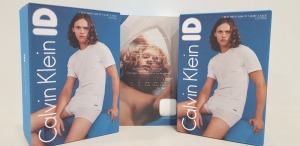 18 X BRAND NEW CALVIN KLEIN ID - PACK OF 2 WHITE CREW NECK SLIM FIT T-SHIRTS (COTTON) - ALL SIZE SMALL - RRP £28.00pp / £504 TOTAL ** 1 BOX **