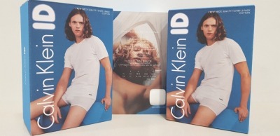 18 X BRAND NEW CALVIN KLEIN ID - PACK OF 2 WHITE CREW NECK SLIM FIT T-SHIRTS (COTTON) - ALL SIZE SMALL - RRP £28.00pp / £504 TOTAL ** 1 BOX **