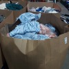 300 PIECE MIXED CLOTHING LOT CONTAINING IN THE STYLE WIDE MIDI DRESS IN VARIOUS COLOURS TO INCLUDE PINK/ ORANGE/ BLUE / - ALL IN VARIOUS SIZES ( IN A PALLET BOX )