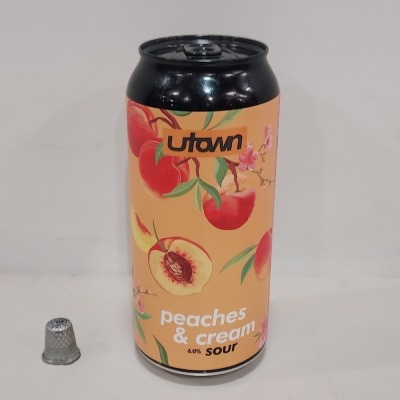 120 X BRAND NEW 440ML CANS OF UTOWN PEACHES & CREAM SOUR BEER 6.0% ALCOHOL IN 5 BOXES (BBE APR 2023)