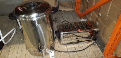 2 X PIECE MIXED LOT TO INCLUDE BUFFALO WATER BOILER 30 LITRE CAPACITY AND 1X ROWLETTE ESPIRIT 6 SLOT TOASTER