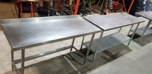 2 X STAINLESS STEEL PREP TABLES -SIZE1X 180CM X 60CM X 90CM - 1X 150CM X 60CM X 90CM