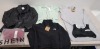 25 X BRAND NEW MIXED CLOTHING LOT TO INCLUDE THE NORTH FACE CREW NECK DRESS SWEATER ( SIZE S ) - VIOLET DENIM PLAYSUIT ( SIZE UK 10 ) - JADED ROSE BLACK DRESS ( SIZE UK 12 ) - MISS SELFRIDGES FAUX LEATHER JACKET ( SIZE UK 10 ) - TOPSHOP GREEN KNITTED MAXI