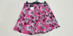 50 X BRAND NEW PEACOCKS PINK FLORAL PRINT SKIRTS - IN SIZES UK 8 - 22 - RRP £10.00pp