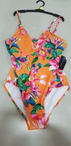 30 X BRAND NEW PEACOCKS ORANGE FLORAL PRINT BIKINIS - SIZE UK 14 - RRP £20.00pp **PICK LOOSE**