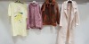 17 PIECE BRAND NEW MIXED LOT TO INCLUDE BROKEN STANDARDS BLACK WARLORD JACKET ( XXL) - GEORGE SQUEEZE THE DAY 3/4 LENGTH YELLOW PYJAMA TOPS (UK 16-18) - LOUNGABLE PINK FLEECE BUNNY EAR ONSIE (MEDIUM) AND MISSGUIDED SLOUCHY OVERSIZED LONGLINE BELTED CREAM