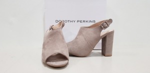 16 X BRAND NEW DOROTHY PERKINS SAVO TAUPE HEELED SANDALS - SIZE UK 9 - (RRP £28.00pp)