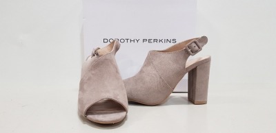 16 X BRAND NEW DOROTHY PERKINS SAVO TAUPE HEELED SANDALS - SIZE UK 9 - (RRP £28.00pp)