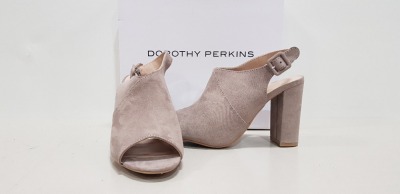 16 X BRAND NEW DOROTHY PERKINS SAVO TAUPE HEELED SANDALS - SIZE UK 8 - (RRP £28.00pp)