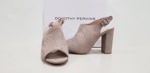 16 X BRAND NEW DOROTHY PERKINS SAVO TAUPE HEELED SANDALS - SIZE UK 5 - (RRP £28.00pp)