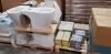 23 X BRAND NEW MIXED PIECE LOT CONTAINING 10 X IDEAL STANDARD / SOTTINI TOILET PANS - IN VARIOUS STYLES AND SIZES - BUILT IN THERMOSTATIC SHOWER FACE PLATE - SOTTINI WC SEAT AND IDEAL STANDARD WC SEATS / FLUSH VALVE PRE SET