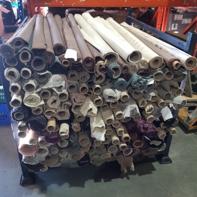 APPROX 150 PART ROLLS OF FABRICS IN ASSORTED STYLES & COLOURS