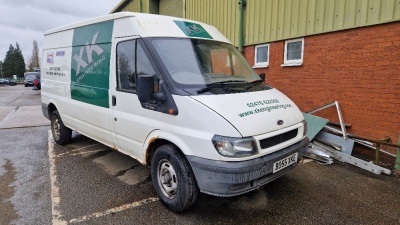 WHITE FORD TRANSIT DIESEL VAN 2400CC FIRST REGISTERED 24/11/2005 REG: B055XKE VIN: WF0LXXTTFL5A45098 NO KEY WITH V5, NO MOT MILEAGE 199,638 VEHICLE WILL NOT DRIVE SUSPECTED GEARBOX PROBLEM