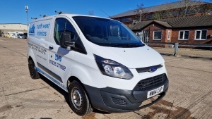 WHITE FORD TRANSIT CUSTOM 290, REG NO: NW14 CAP, ENGINE SIZE: 1995CC, DATE OF REGISTRATION: 26/03/2018, 1 KEY, MOT UNTIL 25/09/2023, NO V5, VEHICLE IS 2018 ON A PRIVATE PLATE, MILEAGE: 52126, ROOF BARS