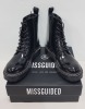 14 X BRAND NEW BOXED MISSGUIDED SOLE STITCHING LACE UP BOOTS - ALL IN GLOSS BLACK - ALL IN ( SIZE UK 6 / EU39 )