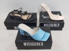 11 X BRAND NEW BOXED MIXED MISSGUIDED SHOE LOT TO INCLUDE QUILTED HIKING WAVE SOLE ANKLE BOOTS ( SIZE UK 3 ) - SQUARE TOE ILLUSION HEEL CLEAR ( SIZE UK 8 ) - DOME STUD KNOTTED HEELED SANDALS ( SIZE UK 5 ) - QUILTED VELCRO CHUNKY GRANDED SANDALS ( SIZE UK