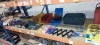 FULL SHELF TOOL LOT CONTAINING GESIPA HAND RIVETING TOOLS / 5 LITRE METAL PETROL TANK / VARIOUS SIZED METAL DRILL BITS / FENTEER DURABLE STEEL NUMBER STAMPS / VARIOUS METAL FILES / SCREWDRIVERS AND SILVERLINE BRASS PADLOCKS ETC