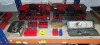 MIXED TOOL LOT CONTAINING 2 X VERYTEX T-SLOT CLAMPING KITS / M & W V SHAPE PROTRACTOR / LARGE AMOUNT OF ASSORTED METAL LETTER AND NUMBER STAMPS / VARIOUS DRILL BITS AND RE THREADERS ETC