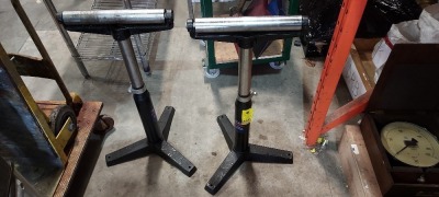 2 X SEALEY SINGLE 400 MM WIDTH ROLLER STANDS ( 400KG CAPACITY EACH ) - ADJUSTABLE HEIGHT