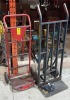 2 X HEAVY DUTY INDUSTRIAL STACKER TRUCKS TO INCLUDE 1 FOLDABLE STACKER TRUCK AND 1 X STANDARD STACKER TRUCK