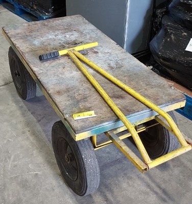 1 X HEAVY DUTY INDUSTRIAL 4 WHEELED FLAT PULL TROLLEY