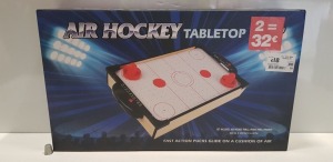 24 X BRAND NEW BOXED AIR HOCKEY TABLE TOP 48CM X 28CM X 6.8CM INCLUDES 2 X PUCKS AND 2 X PADDLES - IN 4 BOXES