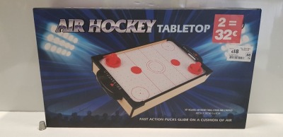 24 X BRAND NEW BOXED AIR HOCKEY TABLE TOP 48CM X 28CM X 6.8CM INCLUDES 2 X PUCKS AND 2 X PADDLES - IN 4 BOXES