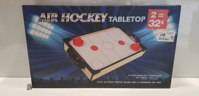 24 X BRAND NEW BOXED AIR HOCKEY TABLE TOP 48CM X 28CM X 6.8CM INCLUDES 2 X PUCKS AND 2 X PADDLES - IN 4 BOXES