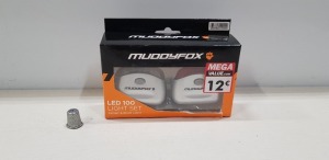 35 X BRAND NEW BOXED MUDDYFOX LED 100 LIGHT SETS IN SILVER COLOUR (FRONT AND REAR)