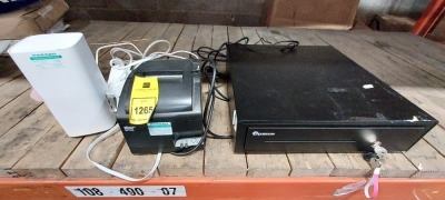 4 PIECE MIXED LOT TO INCLUDE - CASH REGISTER, 1 X STAR SP700 RECEIPT PRINTER, 1 X HUAWEI 4G/5G WIFI ROUTER