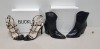 14 X BRAND NEW MIXED SHOE LOT CONTAINING 10 X BRAND NEW BOXED IDEAL SHOES ISSY BLACK BOOTS IN SIZES TO INCLUDE UK 3 / UK 5 / UK 6 / UK 7 / UK 8 AND 4 X BRAND NEW BOXED BUCKLE STACEY STUDD HEELS - 3 IN BLACK AND 1 IN ROSE GOLD ALL IN SIZE UK 7