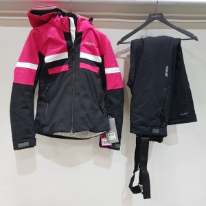 1 X BRAND NEW NEVICA MERIBEL SKI SET (JACKET AND PANTS) IN PINK AND BLACK, SIZE SMALL (10) RRP £219.99