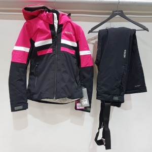 1 X BRAND NEW NEVICA MERIBEL SKI SET (JACKET AND PANTS) IN PINK AND BLACK, SIZE SMALL (10) RRP £219.99