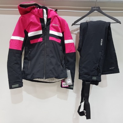 1 X BRAND NEW NEVICA MERIBEL SKI SET (JACKET AND PANTS) IN PINK AND BLACK, SIZE SMALL (10) RRP £219.99