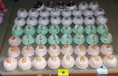 50 X BRAND NEW MIXED BATH BOMB LOT CONTAINING MEOW FOR NOW BOMBS - GET ELFY BOMBS - BEAR NECESSITIES BOMBS - FAB-YOU-LOUS BOMBS -