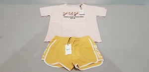 28 X BRAND NEW MIXED KIDS CLOTHING LOT CONTAINING 16 X PEPE JEANS KIDS MAYHEN T-SHIRTS - IN PASTEL PINK - IN SIZES UK KIDS (4 / 8 / 10 ) 12 X PEPE JEANS KIDS ELLE SHORTS - IN MUSTARD YELLOW - IN SIZES UK KIDS ( 4 / 6 / 8 / 10 / 12/ 14 )