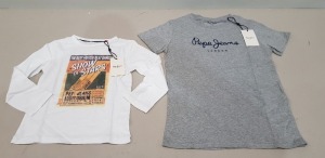 30 X BRAND NEW KIDS MIXED PEPE JEANS LOT CONTAINING 17 X PEPE JEANS KIDS TANSEL T-SHIRTS ( SIZES UK KIDS 4 , 6 ,8 ,10 ) 13 X PEPE JEANS KIDS ART T-SHIRTS IN GREY ( SIZES UK KIDS 6/ 8/ 10 / 12 / 14 / 16 )