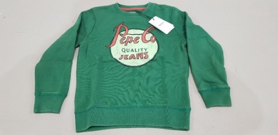 32 X BRAND NEW PEPE JEANS MANUEL SWEATSHIRTS - IN GREEN - IN VARIOUS SIZES TO INCLUDE ( SIZE UK 8 / 12 / 14 )