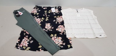 24 X BRAND NEW MIXED PEPE JEANS / EVERLAST CLOTHING CONTAINING 11 X PEPE JEANS LORENA T-SHIRTS IN SIZES ( XS / S / M / L / XL ) 6 X PEPE JEANS SIA FLORAL PRINTED MIDI SKIRTS ( SIZE UK 14 ) 7 X EVERLAST TAPERED TIGHTS ( SIZES 14 / 16 )