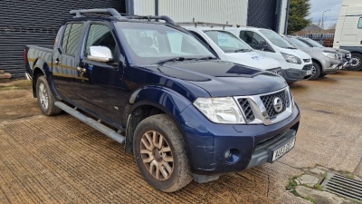 BLUE NISSAN NAVARA OUTLAW DCI AUTO, REG NO: AU13 ODT, ENGINE SIZE: 2991CC, 1ST REGISTERED: 28/03/2013, 2 KEYS, WITH V5, MILEAGE: 167019, SAT NAV, CRUISE CONTROL, CLIMATE CONTROL, ELECTRIC HEATED FRONT SEATS, FULL LEATHER SEATS, AUTOMATIC, SUN ROOF, BOSE S