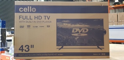 1 X CELLO FULL HD TV WITH BUILT - IN DVD PLAYER - 43 - SNCB612201475 ( GRADE A - )