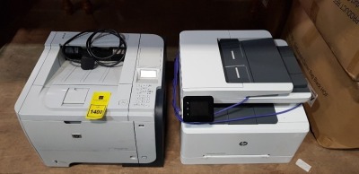 2 PIECE MIXED LOT CONTAINING 1X HP COLOR LASER JET PRO PRINTER MFP M281FDW PRINTER 1X HP LASER JET P3015