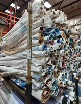 APPROX 150 PART ROLLS OF FABRICS IN ASSORTED COLOURS & DESIGNS (IN A FULL STILLAGE NOT INCLUDED)