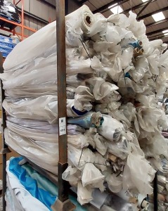 APPROX 120 PART ROLLS OF FABRICS IN ASSORTED COLOURS & DESIGNS (IN A FULL STILLAGE NOT INCLUDED)