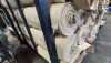 5 X ROLLS OF CREAM FABRIC (NEAR FULL 10-12 INCH DIAMETER)