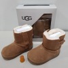 12 X BRAND NEW BOXED BABY FAUX FUR KEELAN UGG BOOTS IN BROWN - ALL IN SIZE BABYS 12- 18 MONTHS ( 4 ) - IN 1 BOX