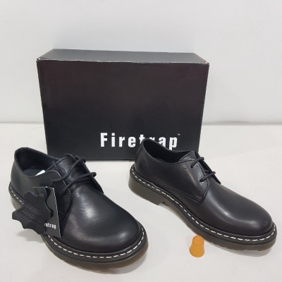 15 X BRAND NEW FIRETRAP LEATHER SHOES IN SIZES JUNIOR 3 AND 4 - PLEASE NOTE SOME BOXES SLIGHTLY DAMAGED